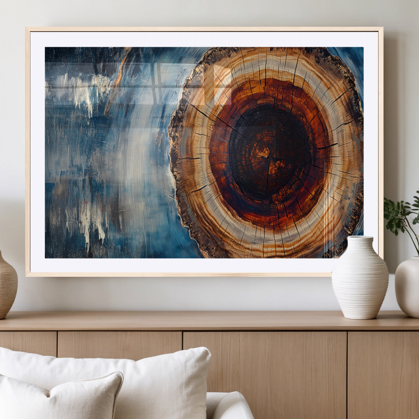 MGC-FP-36x24 - Abstract Tree Rings Wall Art Canvas Print - Wood Grain Rings Canvas Print - Nature Woodland Wall