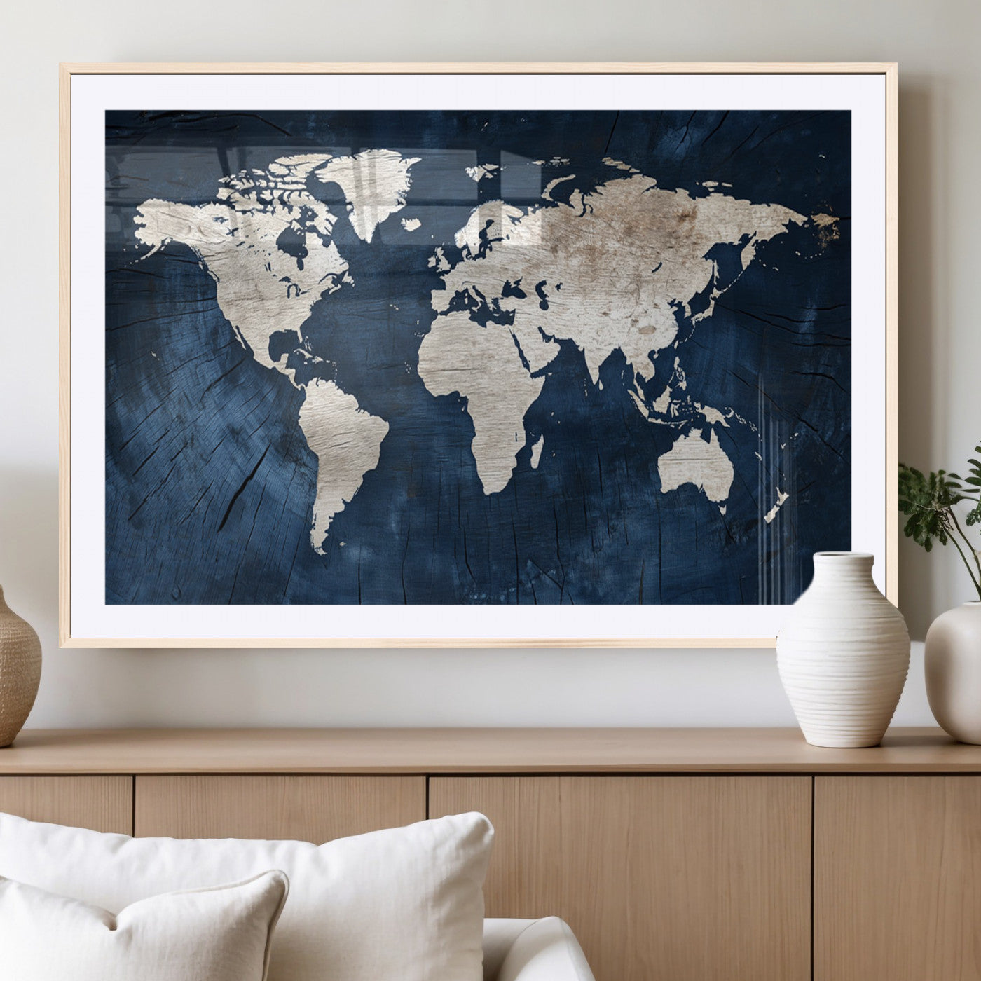 MGC-FP-36x24 - Push Pin World Map Canvas Print – Framed Wall Art for Couples to Track Their Travels – Anniversary