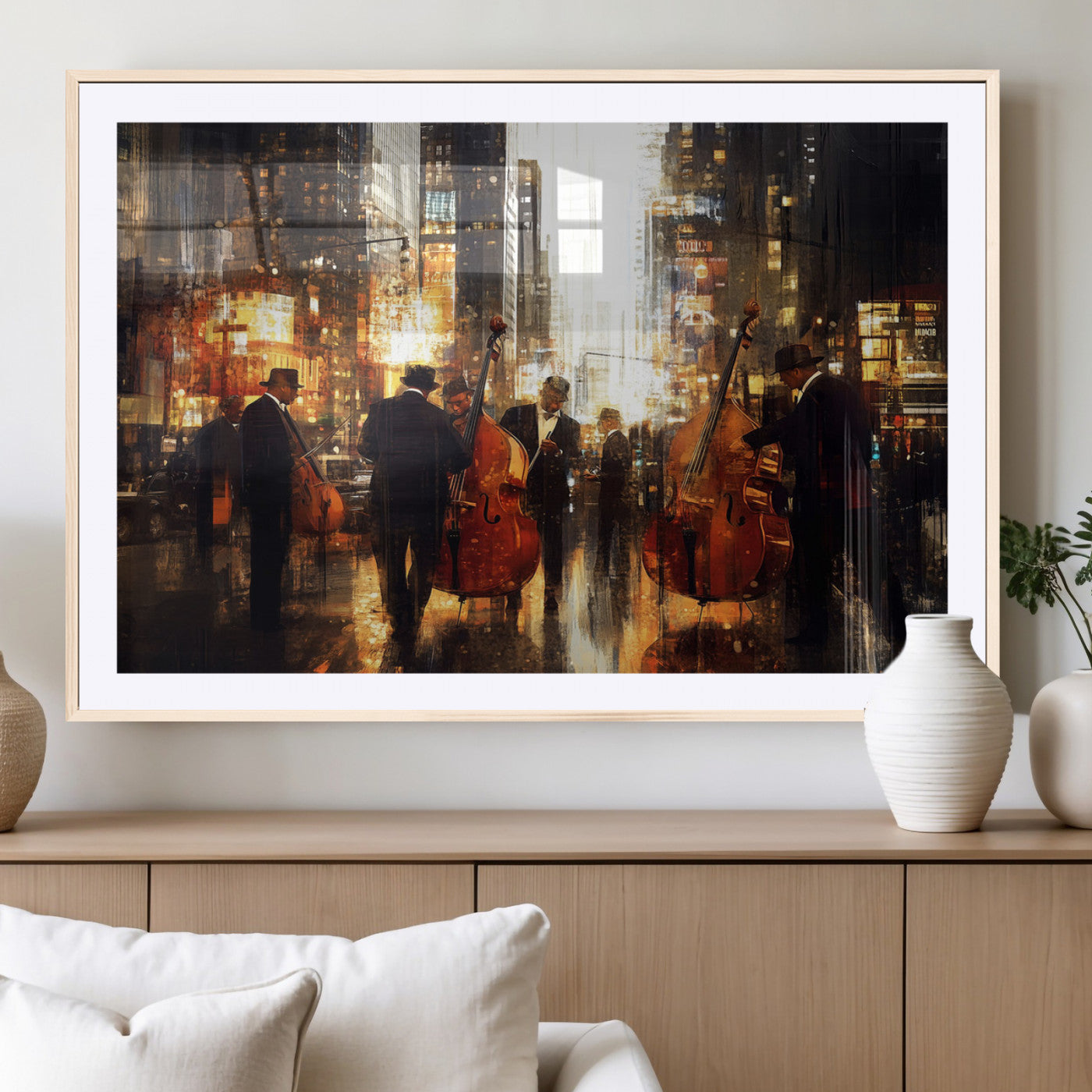MGC-FP-36x24 - Abstract Jazz Art Wall Art Canvas Print - Framed Abstract Music Canvas - Colorful Instrument Poster