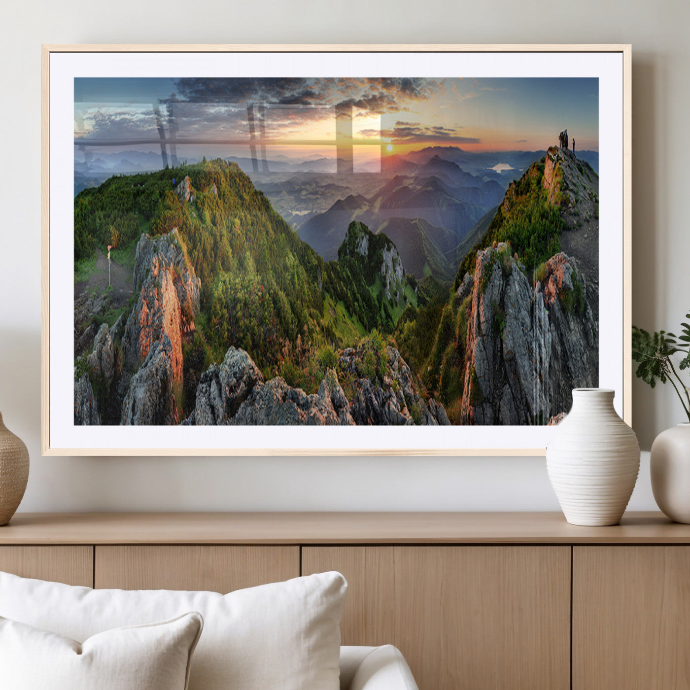 MGC-FP-36x24 - Mountain Sunset Panoramic Canvas Print – Scenic Wilderness Landscape, Majestic Summit , Multi-Panel