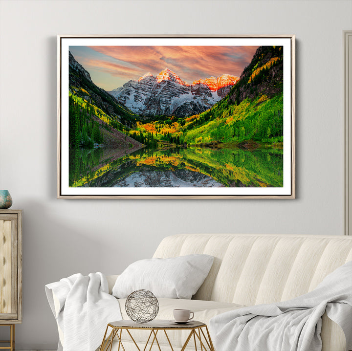 Maroon Bells Lake Wall Art Canvas Print – Majestic Colorado Mountain Landscape, Autumn Reflection, Multi-Panel Framed Artwork for Home, Office Decor