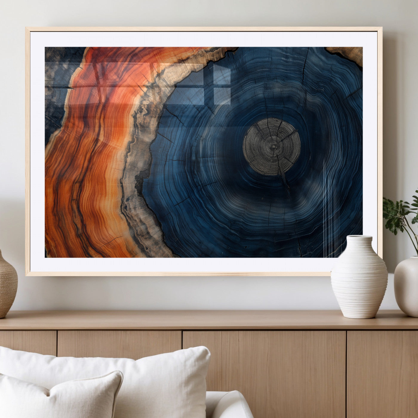 MGC-FP-36x24 - Tree Rings Wall Art Canvas Print, Rustic Wood Print, Framed Natural Texture Art Print, Wood Grain