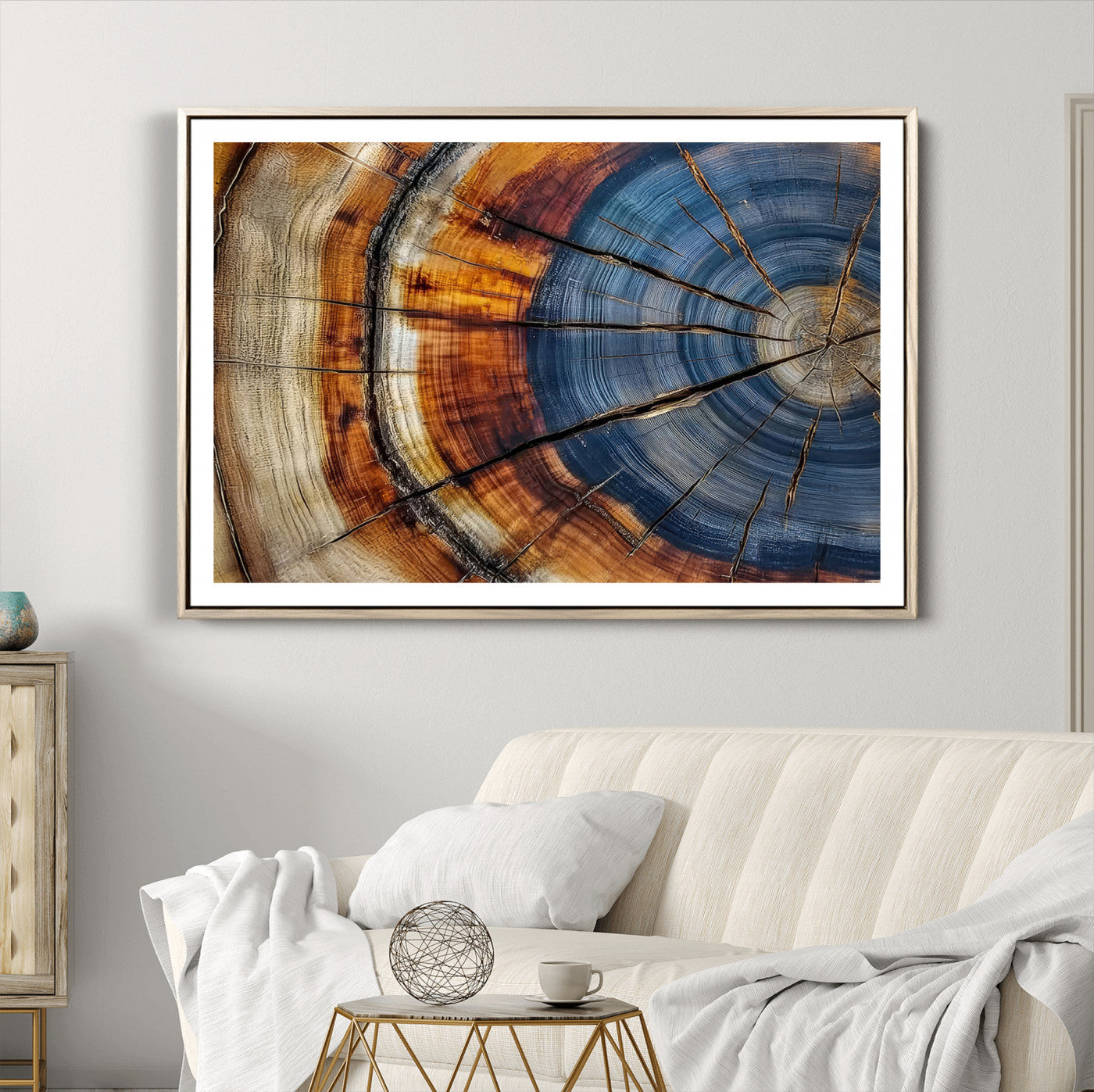 18032999-MGV-CV-30X20-Wood Grain Canvas Wall Art - Framed Abstract Tree Ring Framed Wall Art, Wood Grain Canvas Wall Decor, Minimalist Home Canvas Art