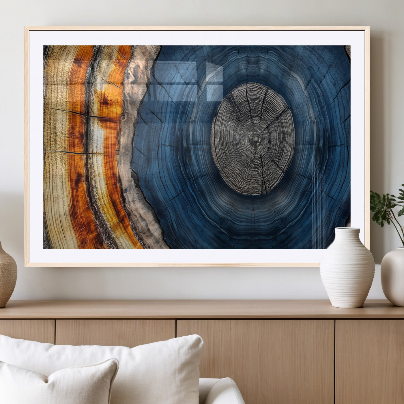 MGC-FP-36x24 - Abstract Tree Rings Wall Art Canvas Print - Wood Grain Rings Artwork Print - Nature Woodland Modern