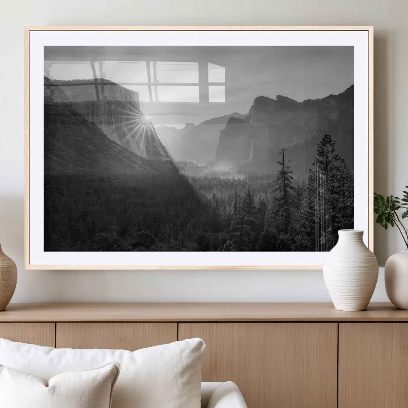 MGC-FP-36x24 - Yosemite Valley Wall Art Canvas Print, Framed El Capitan Sunrise Art Picture Print, Misty Mountain Perfect Modern Rustic Decor Artwork