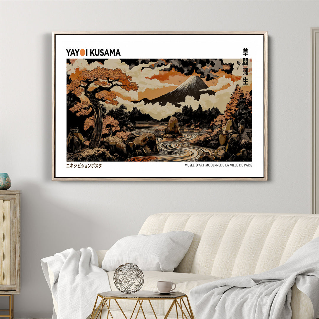 Modern Japanese Wall Art Print Yayoi Kusama Canvas Wall Art Abstract Mount Fuji Canvas Print Japanese Landscape Art Printing