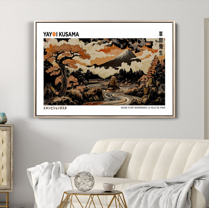 Modern Japanese Wall Art Print Yayoi Kusama Canvas Wall Art Abstract Mount Fuji Canvas Print Japanese Landscape Art Printing