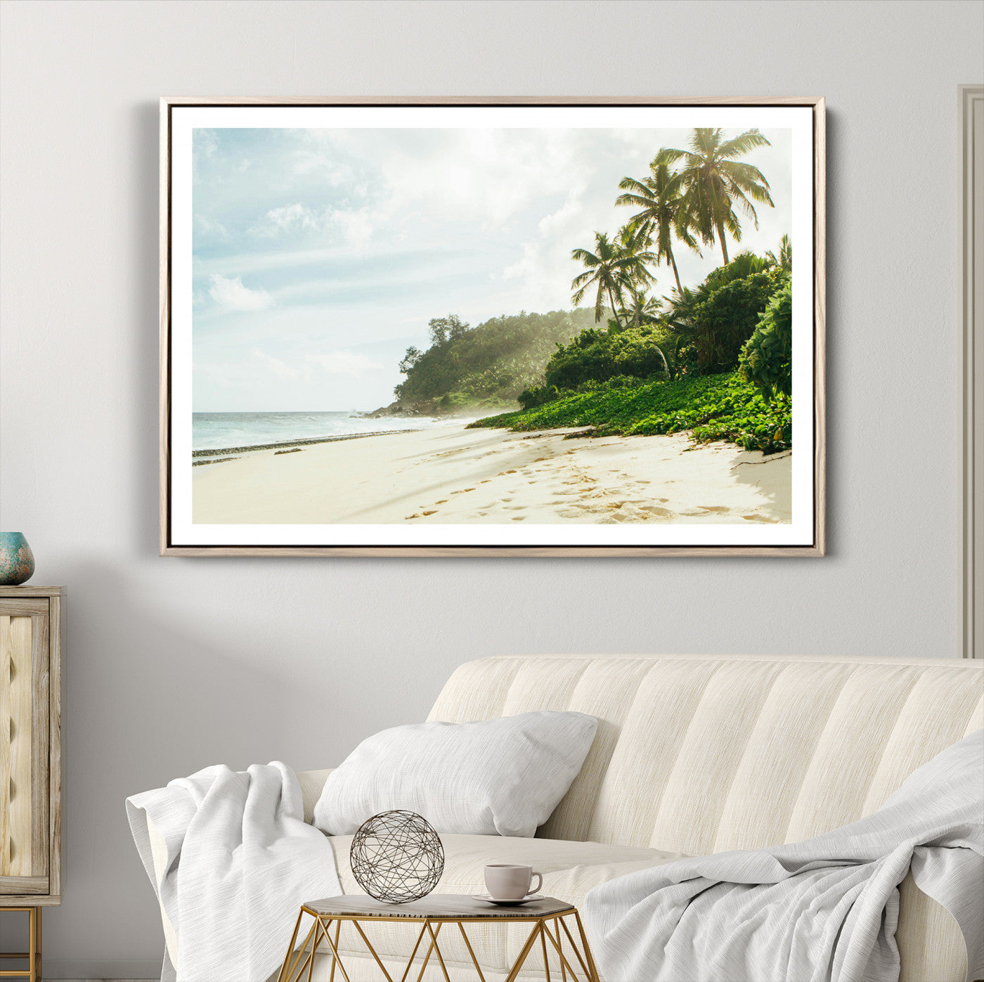 42984524-MGV-CV-36X24-Relaxing Beach Wall Art Canvas Print, Framed Ocean View Art Picture Print, Coastal Serenity Perfect Tropical Coastal Decor Artwork