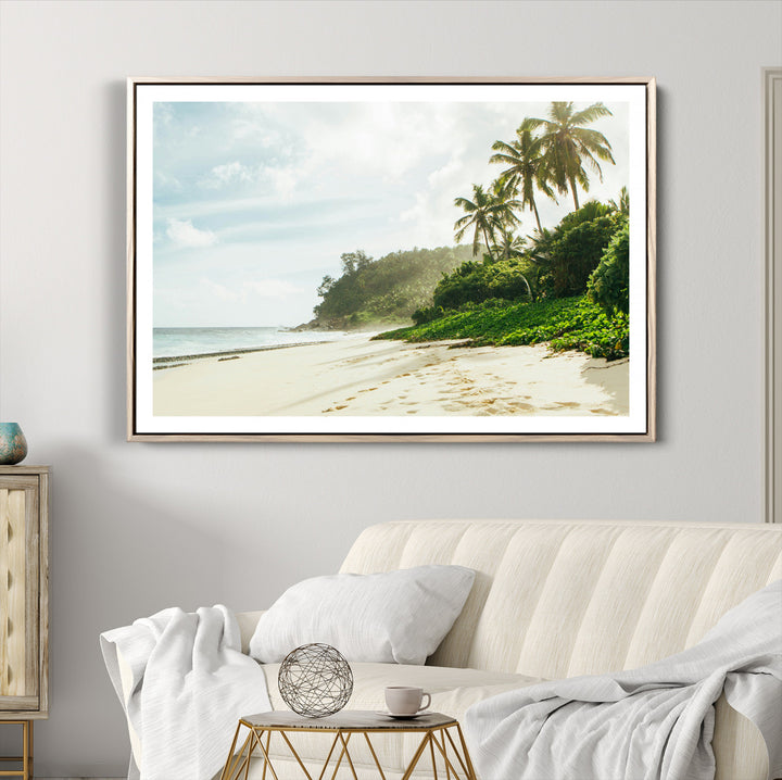 Relaxing Beach Wall Art Canvas Print, Framed Ocean View Art Picture Print, Coastal Serenity Perfect Tropical Coastal Decor Artwork
