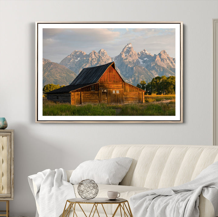 Rustic Barn Wall Art Canvas Print, Framed Western Landscape Art Picture Print, Farmhouse Style Perfect Rustic Farmhouse Decor Artwork