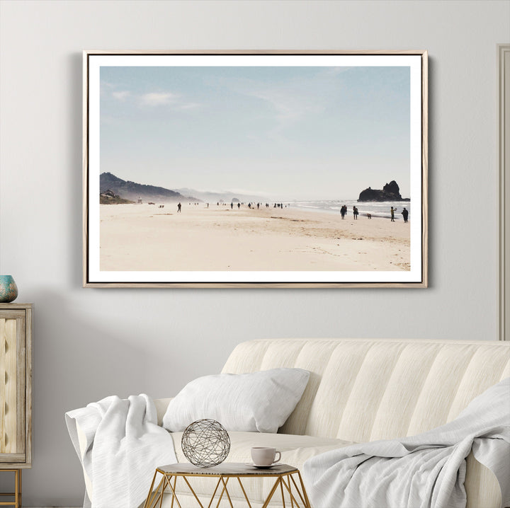 Minimalist Beach Wall Art Canvas Print, Framed Coastal Serenity Art Picture Print, Soft Sand Perfect Coastal Decor Artwork