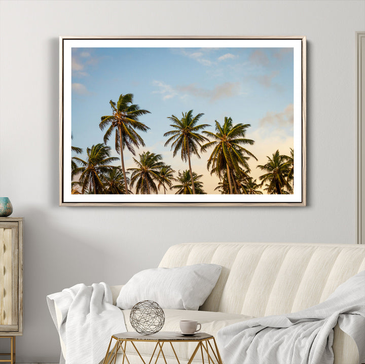 Palms Wall Art Canvas Print, Framed Tropical Art Picture Print, Coastal Perfect Coastal Decor Artwork