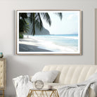 Tropical Beach Wall Art Canvas Print, Framed Serene Ocean Art Picture Print, Palm Tree Shadows Perfect Tropical Coastal Decor Artwork