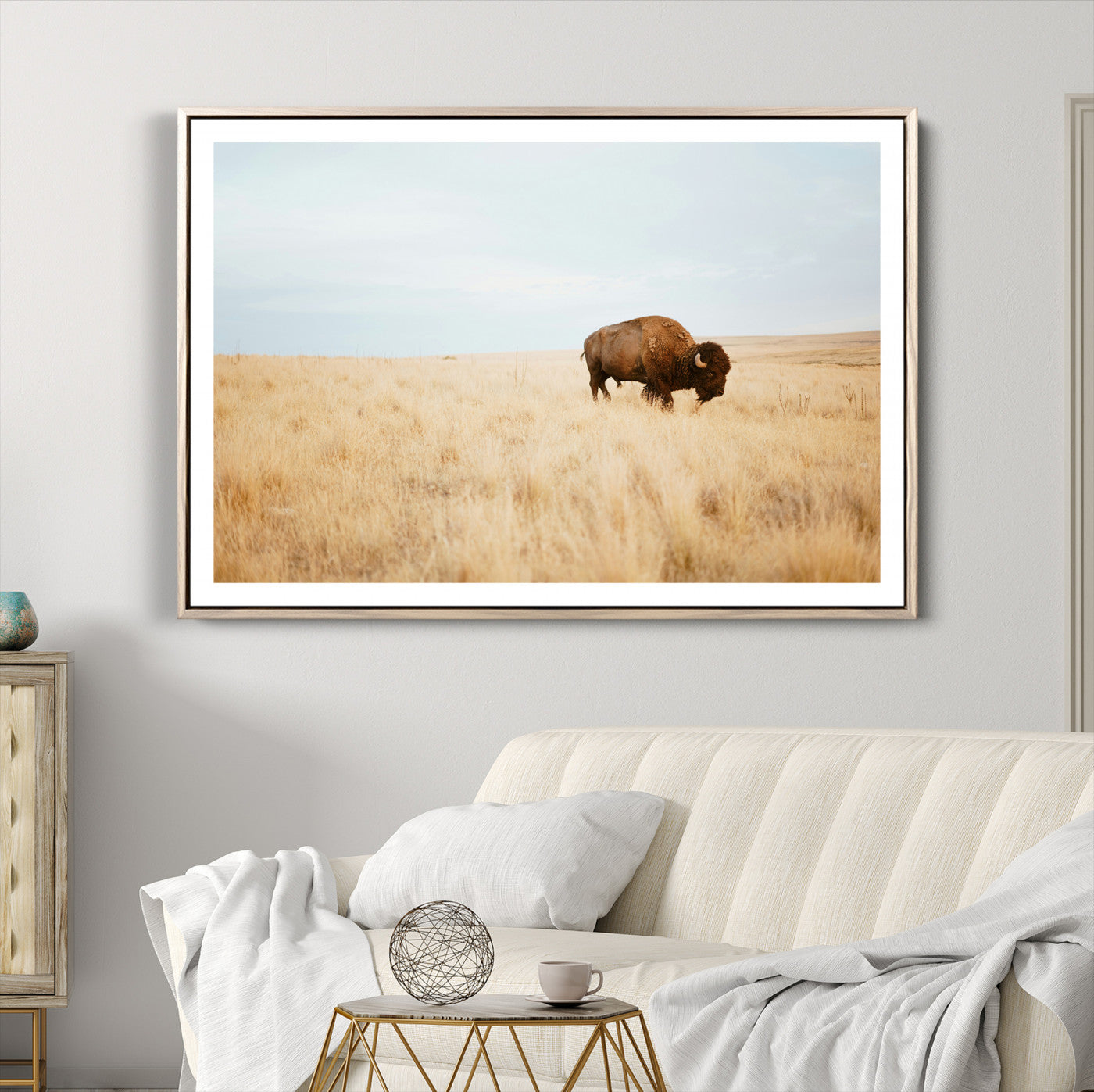 61392510-MGV-CV-36X24-Buffalo Wall Art Canvas Print, Framed Western Wildlife Wall Decor Art Picture Print, Rustic Farmhouse Art Perfect Rustic Western Decor
