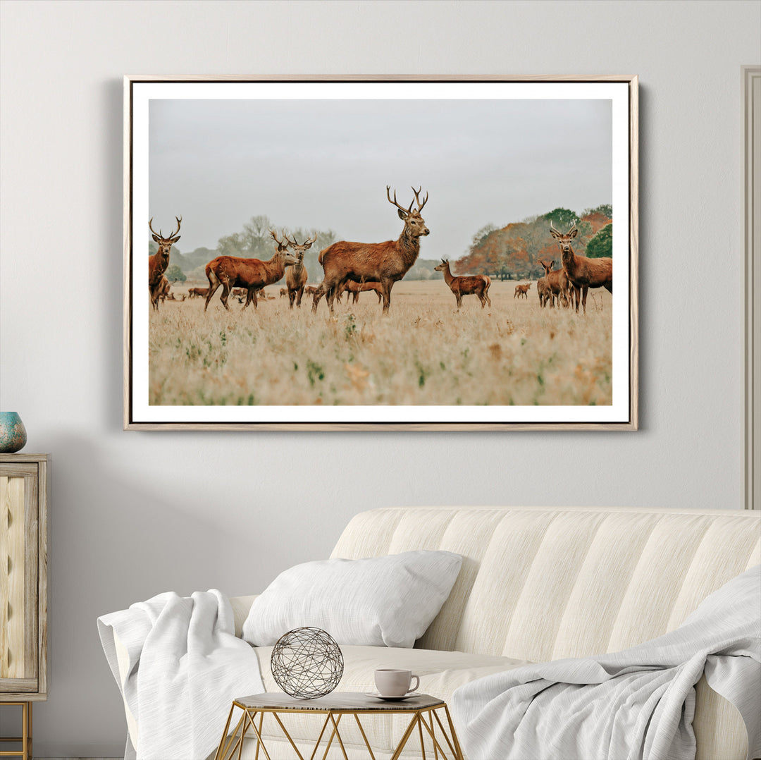 Rustic Deer Print Wall Art Canvas Print