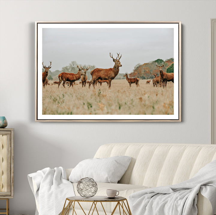 Rustic Deer Print Wall Art Canvas Print