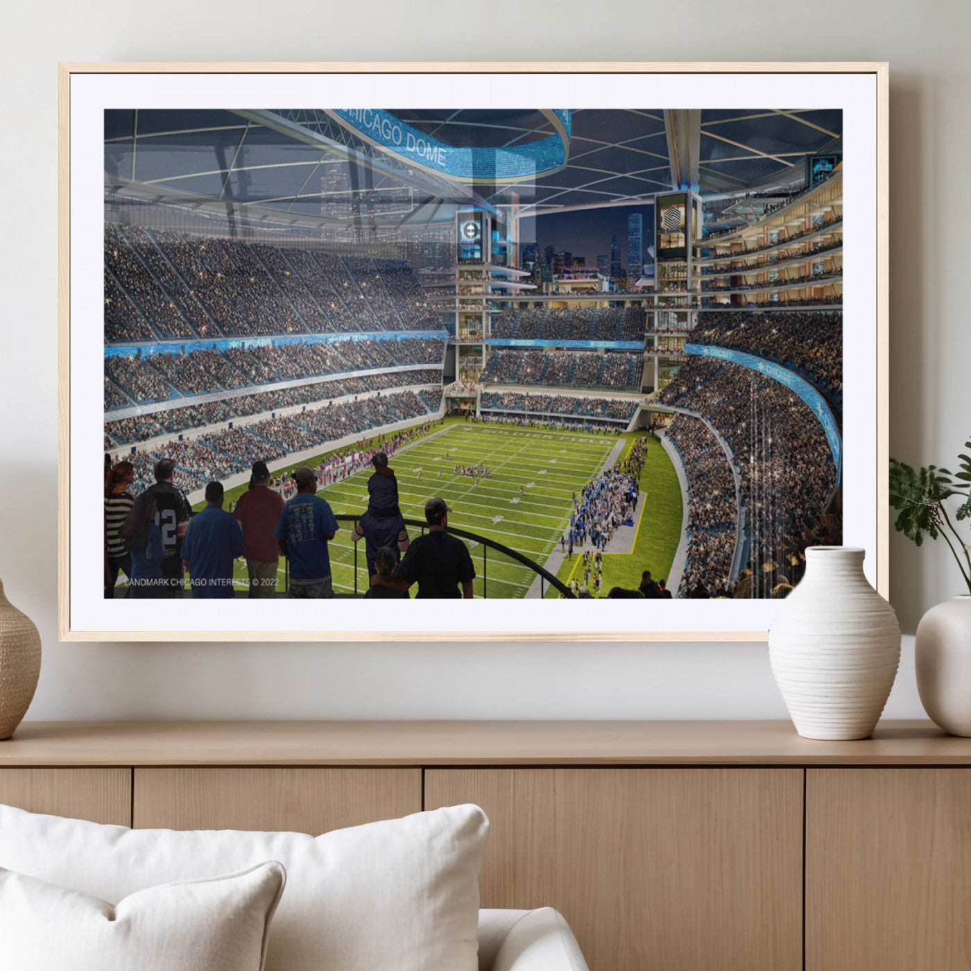 MGC-FP-36x24 - Chicago Bears Soldiers Field Wall Art Canvas Print – Framed Football Stadium Artwork for Sports
