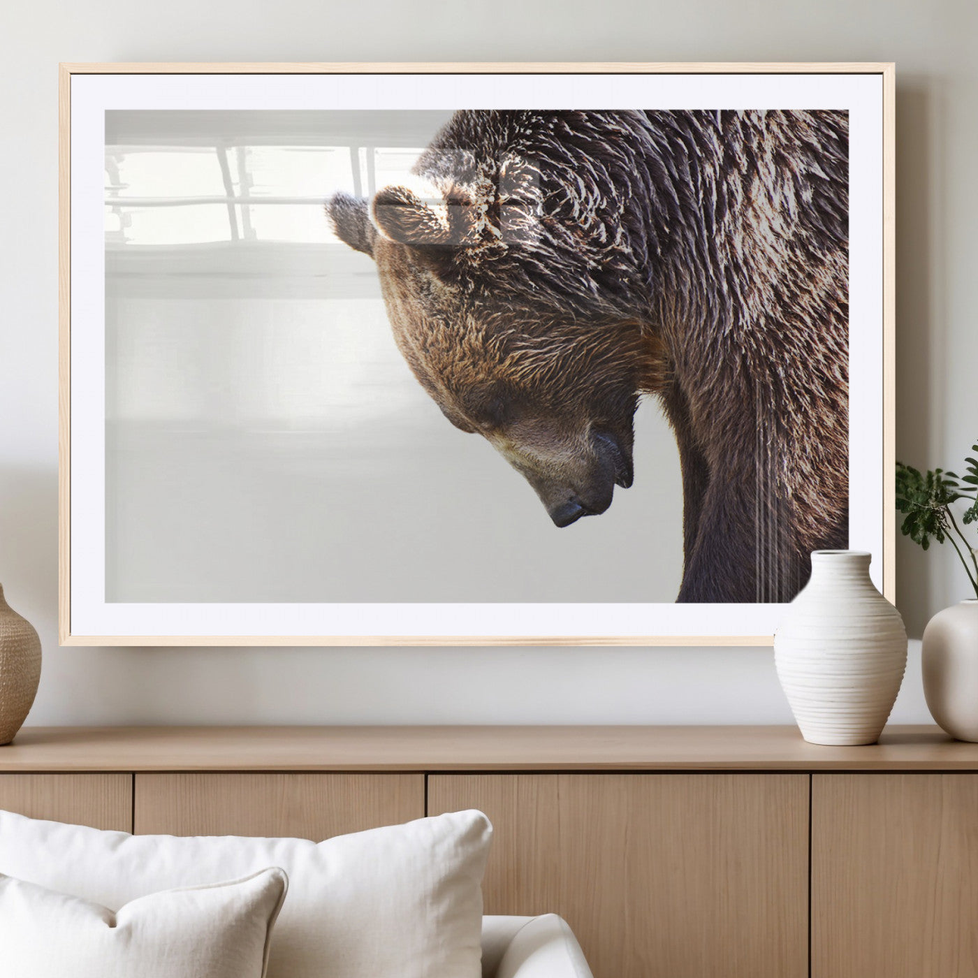 Majestic Bear Portrait - Capture the raw beauty of a bear in a detailed close-up, perfect for your Wall Art Canvas Print collection