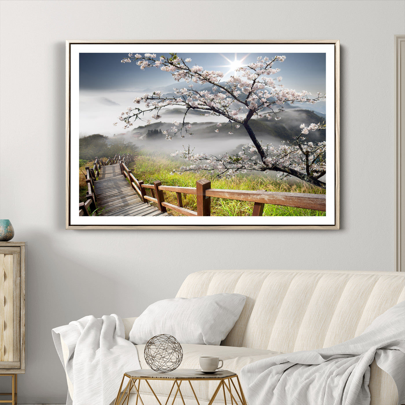 34632598CRY-MGV-CV-36X24-Sakura Cherry Blossom Pathway Canvas Wall Art – Tranquil Walk Through Blossoming Nature – Ready to Hang