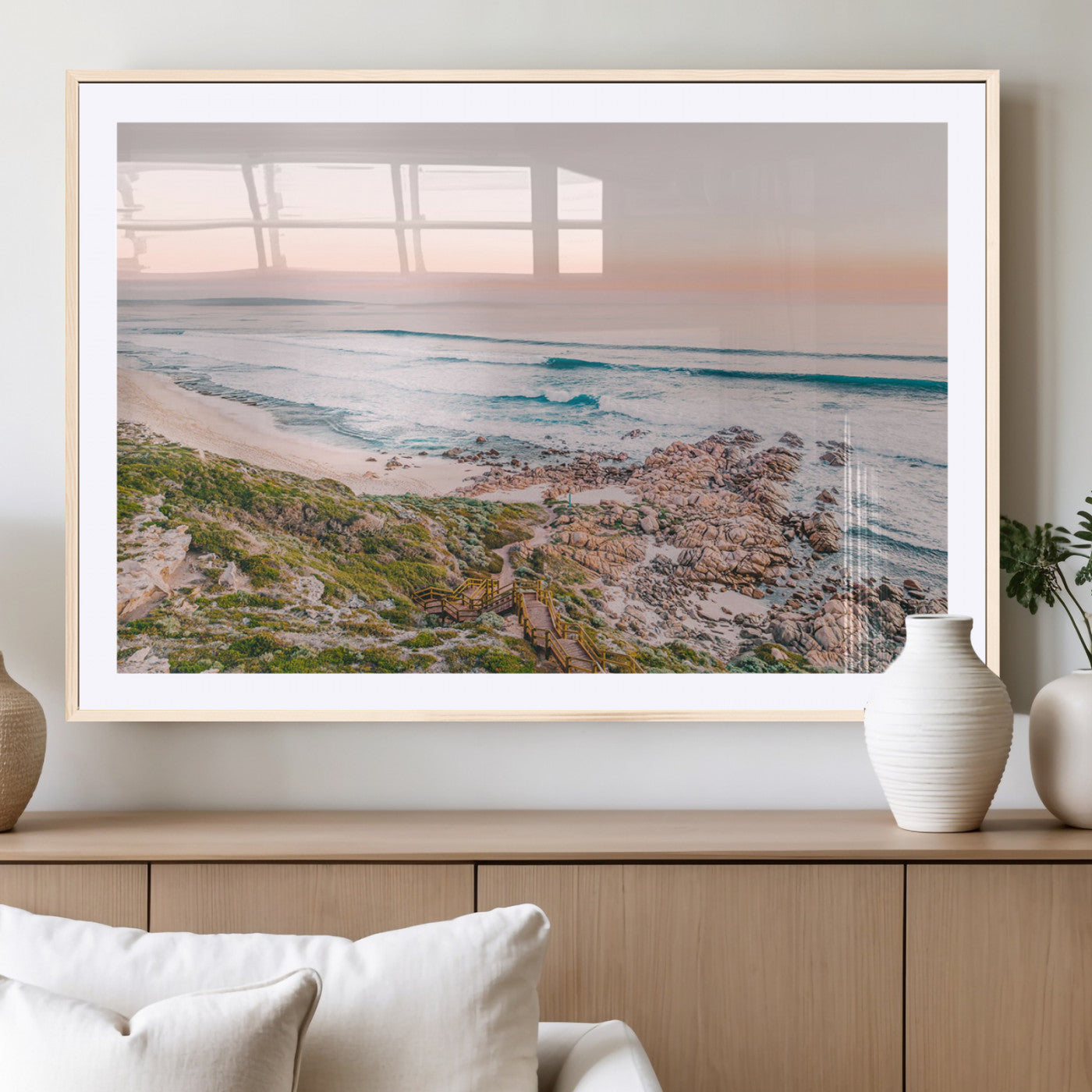 27332135-MGC-FP-40x30_Natural-Coastal Cliffside Canvas Wall Art Print, Ocean Shore Landscape Decor, Large Scenic Beach Canvas for Living Room or Office 1 Panel Wrapped Canvas