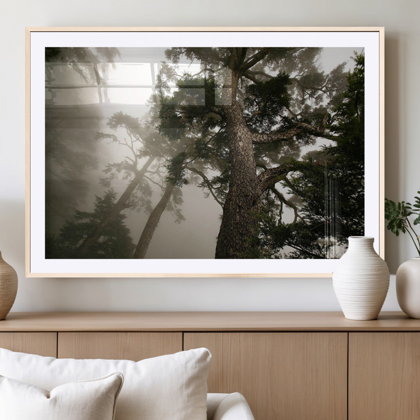 87969493-MGC-FP-40x30_Natural-Misty Forest Tall Trees Foggy Atmosphere Nature Serenity Calm Wooded Landscape Tranquil Scene Outdoor Beauty Wall Art Canvas Print