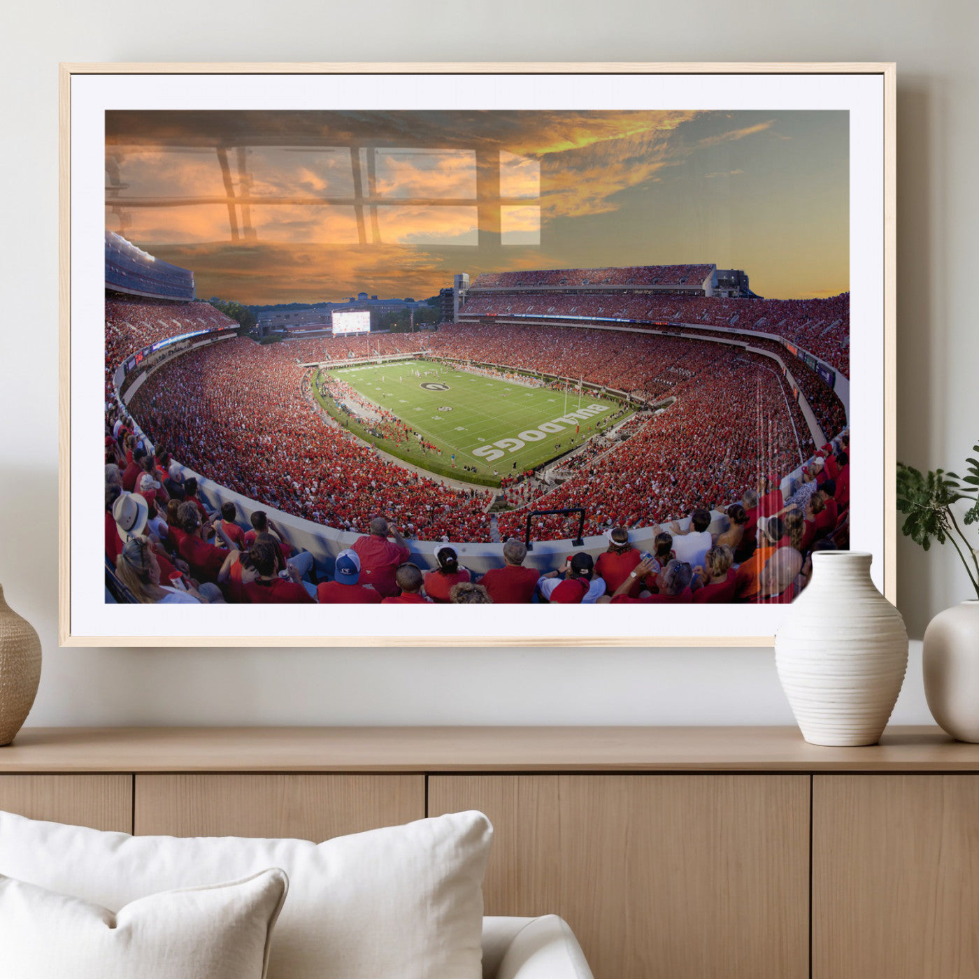 73680988-MGC-FP-40x30-Dooley Stadium Wall Art Print, Sports Arena Canvas Wall Art, Dooley Field at Sanford Stadium Canvas Print, Modern Athletic Field Art Printing
