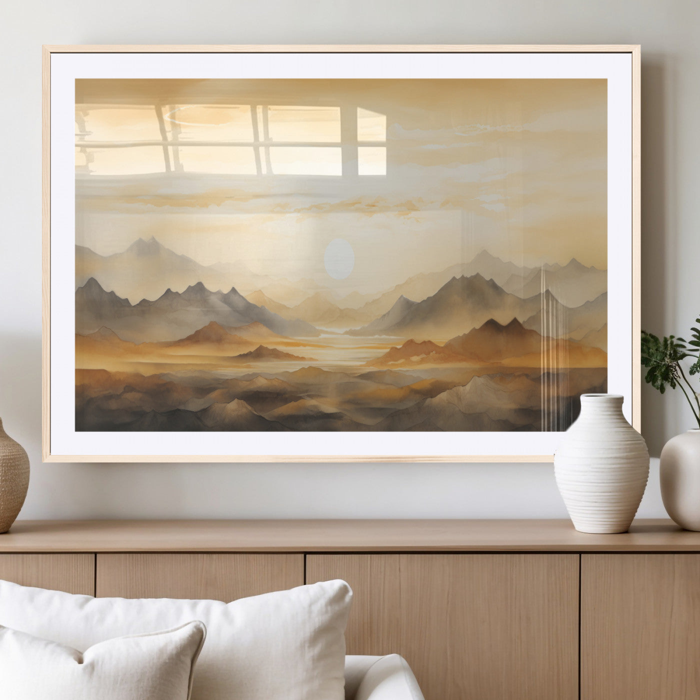 Nihat1-29-MGV-CV-36X24-Sepia Color Abstract Mountain Wall Art Canvas Print