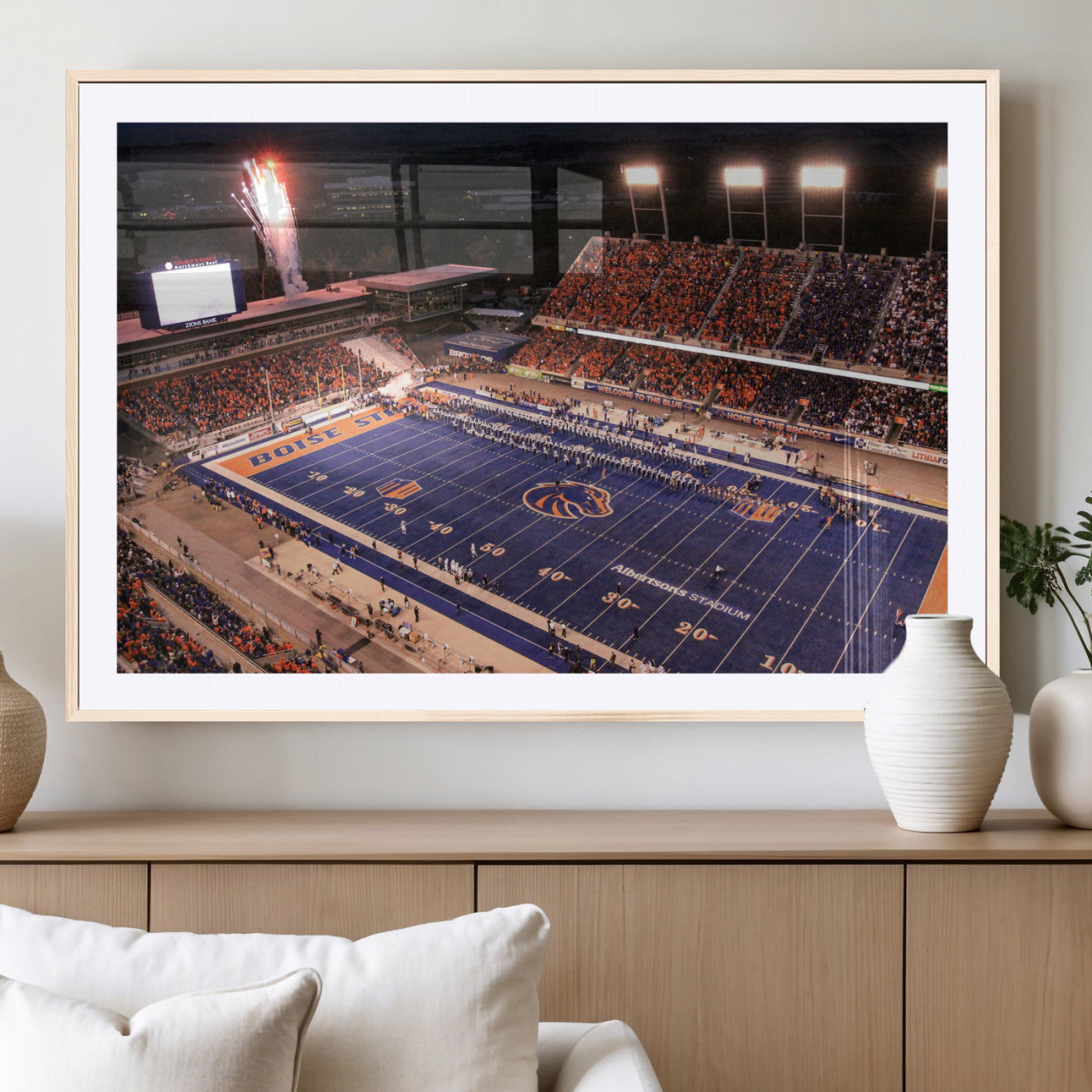 BS1001S-MGC-FP-36x24 - Boise State Broncos Albertsons Stadium Wall Art Canvas Print