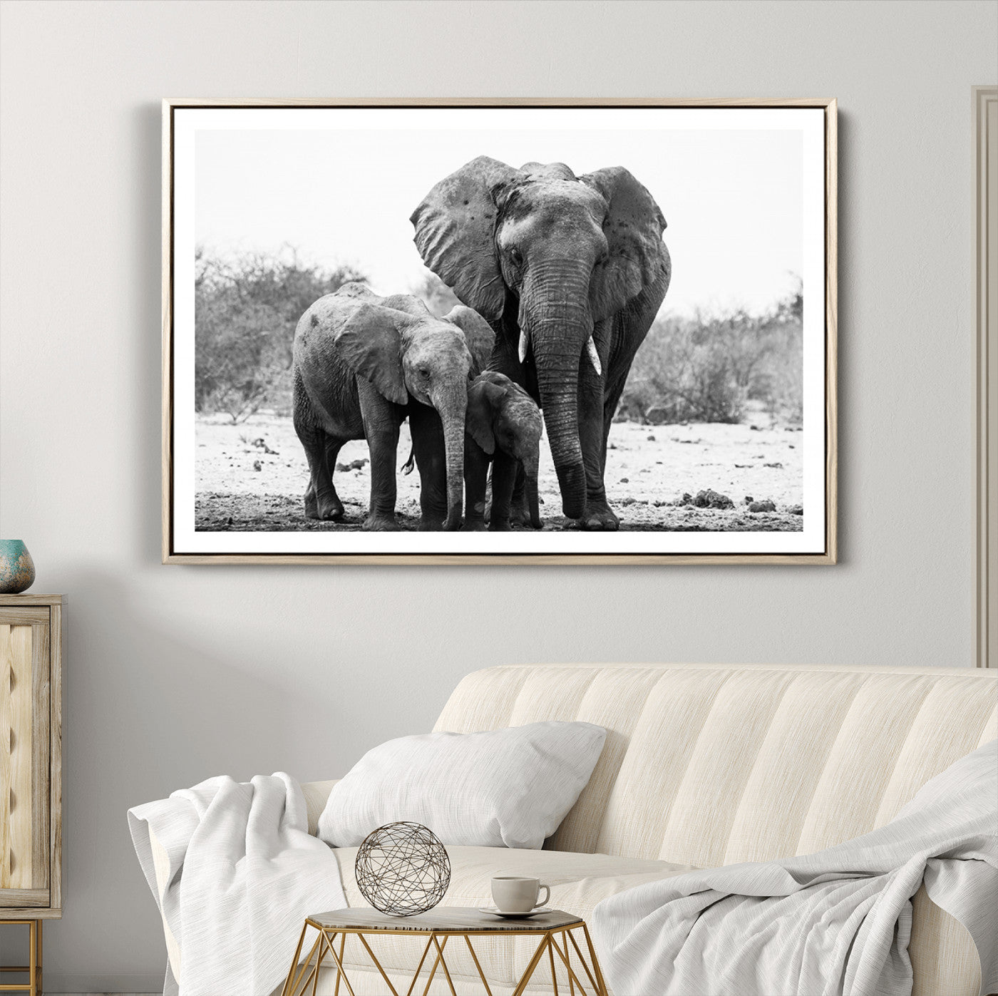 75636-MGC-FP-36x24_Natural-Elephant Family Africa Wall Art Canvas Print