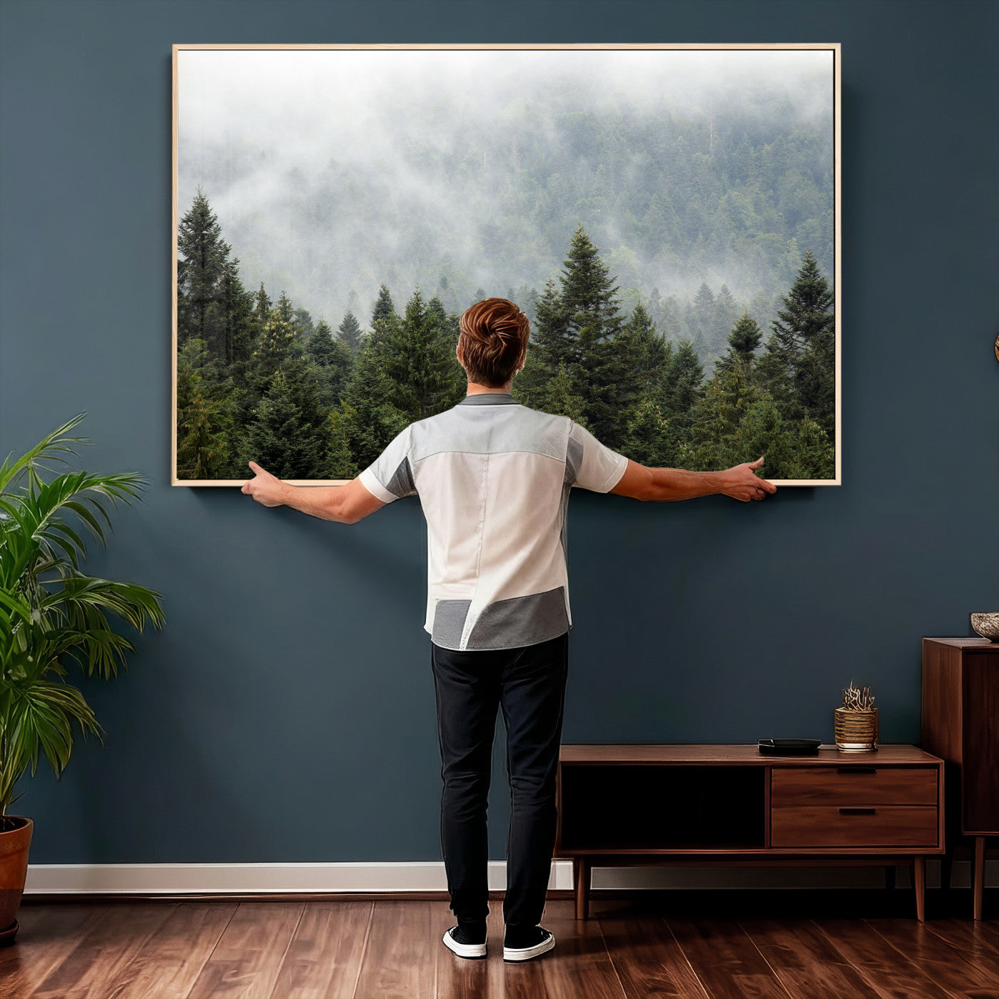 37010054-MGV-CV-36X24 - Misty Mountain Forest Wall Art Canvas Print