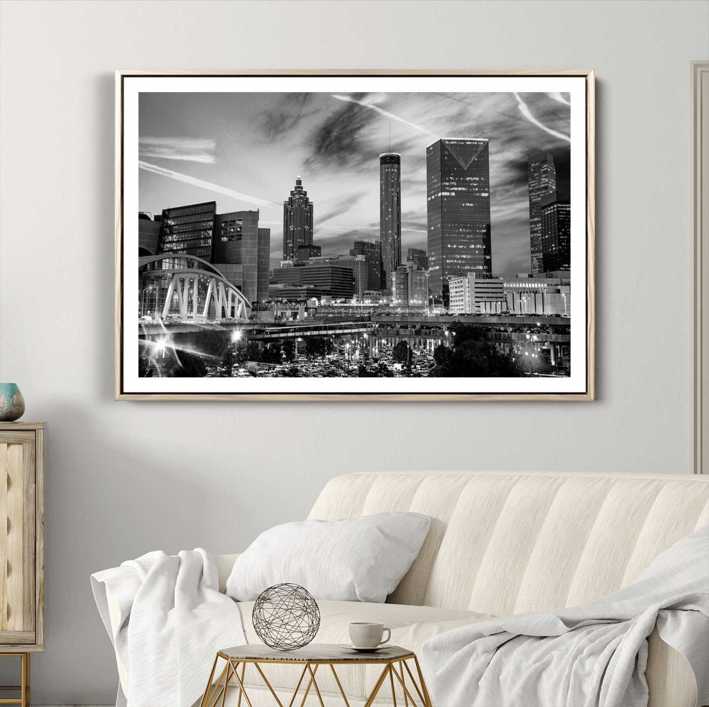 34800-MGV-CV-36X24-Black and White Atlanta Wall Art Canvas Print