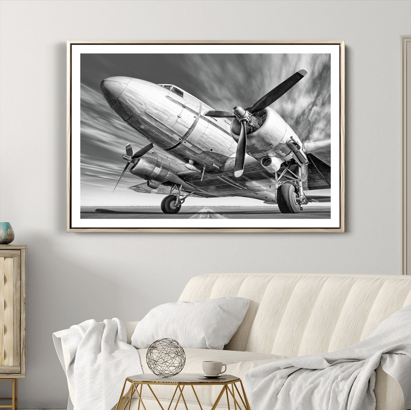 82744-MGV-CV-36X24-Vintage Airplane on Runway Canvas Print
