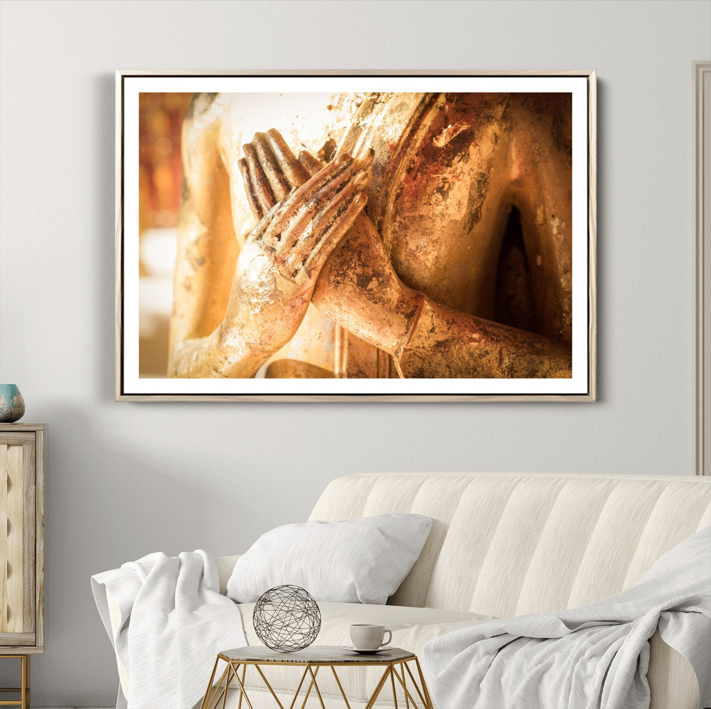 87005-MGV-CV-36X24-Buddha Statue Hands Wall Art Canvas Print
