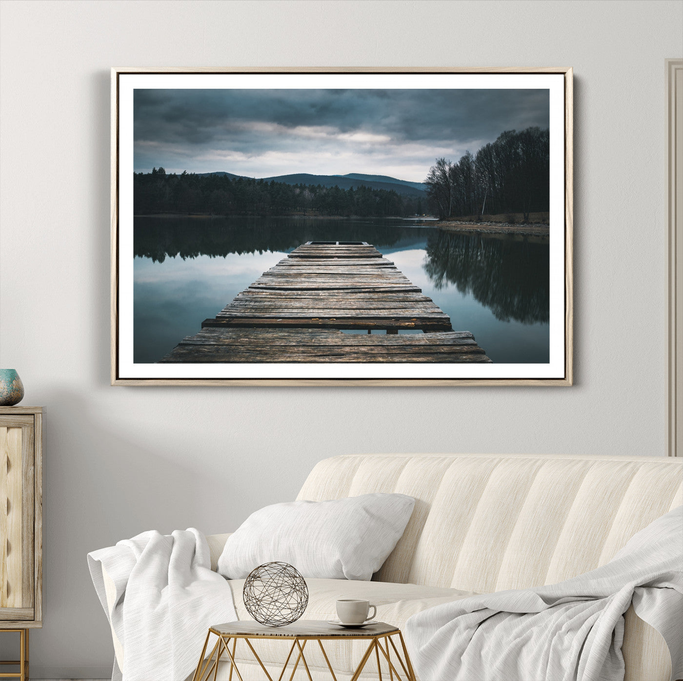 65946-MGV-CV-36X24-Wooden Bridge Near Lake Wall Art Canvas Print