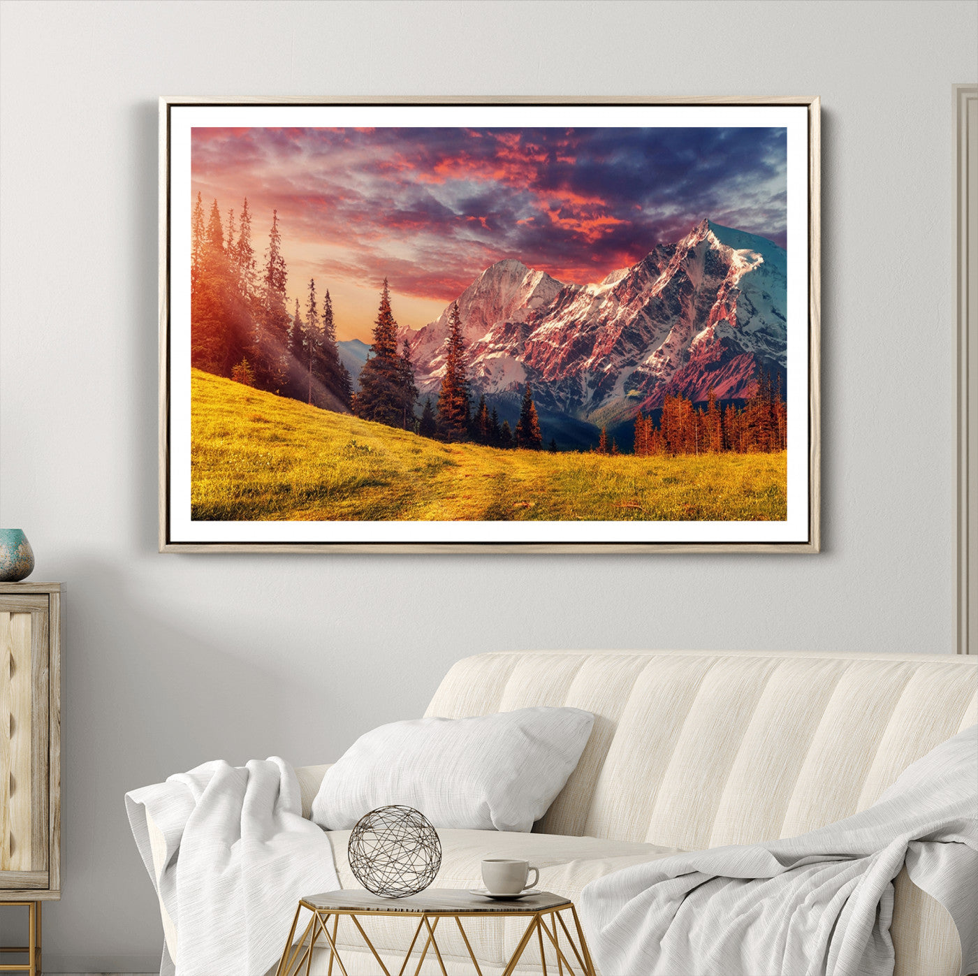 48448-MGV-CV-36X24-Mountain and Daylight Red Sunset Wall Art Canvas Print