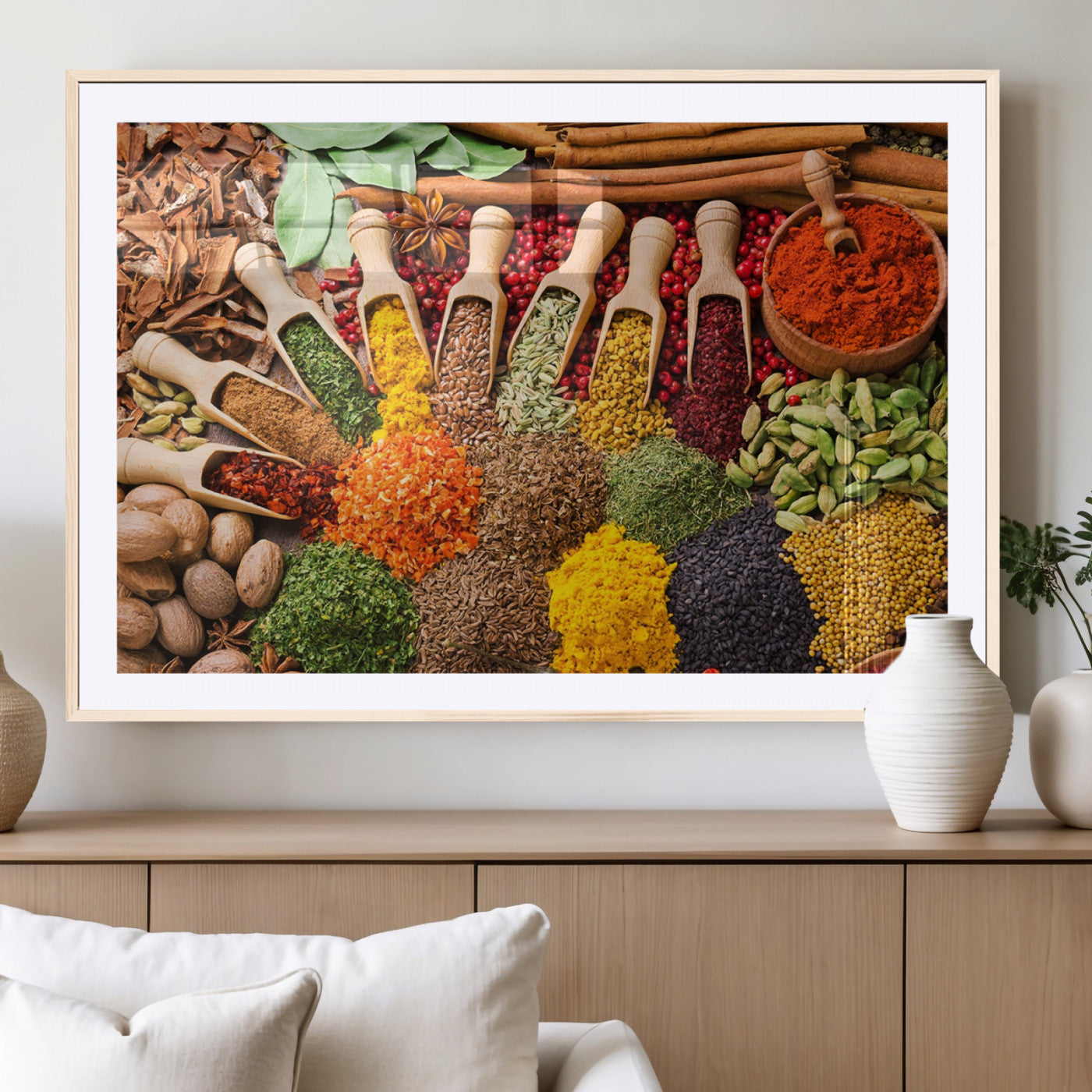 MGC-FP-36x24 - Herbs and Spices Art Canvas Print for Kitchen Kitchen, Dining Room Wall Decor