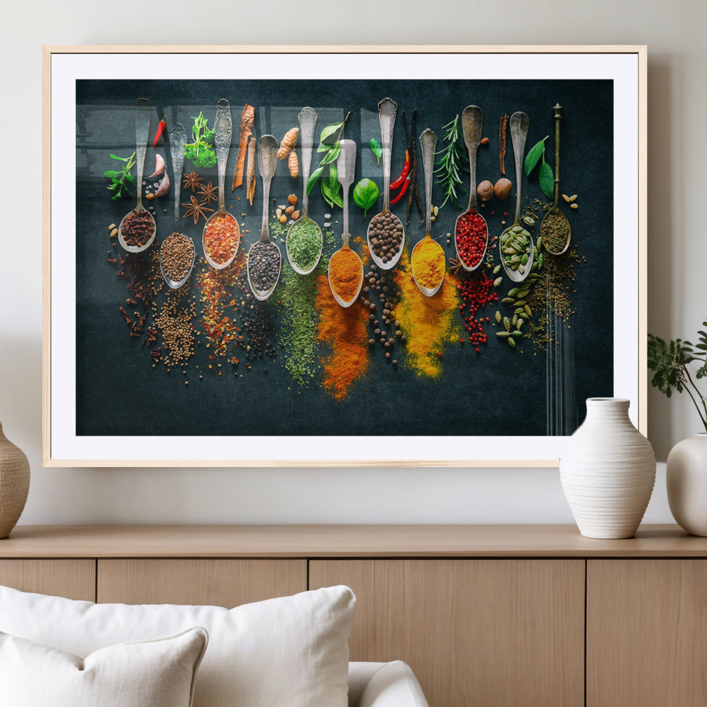 MGC-FP-36x24 - Colorful Spices Canvas Wall Art – Vibrant Kitchen Decor Triptych – Culinary Art Print for Dining