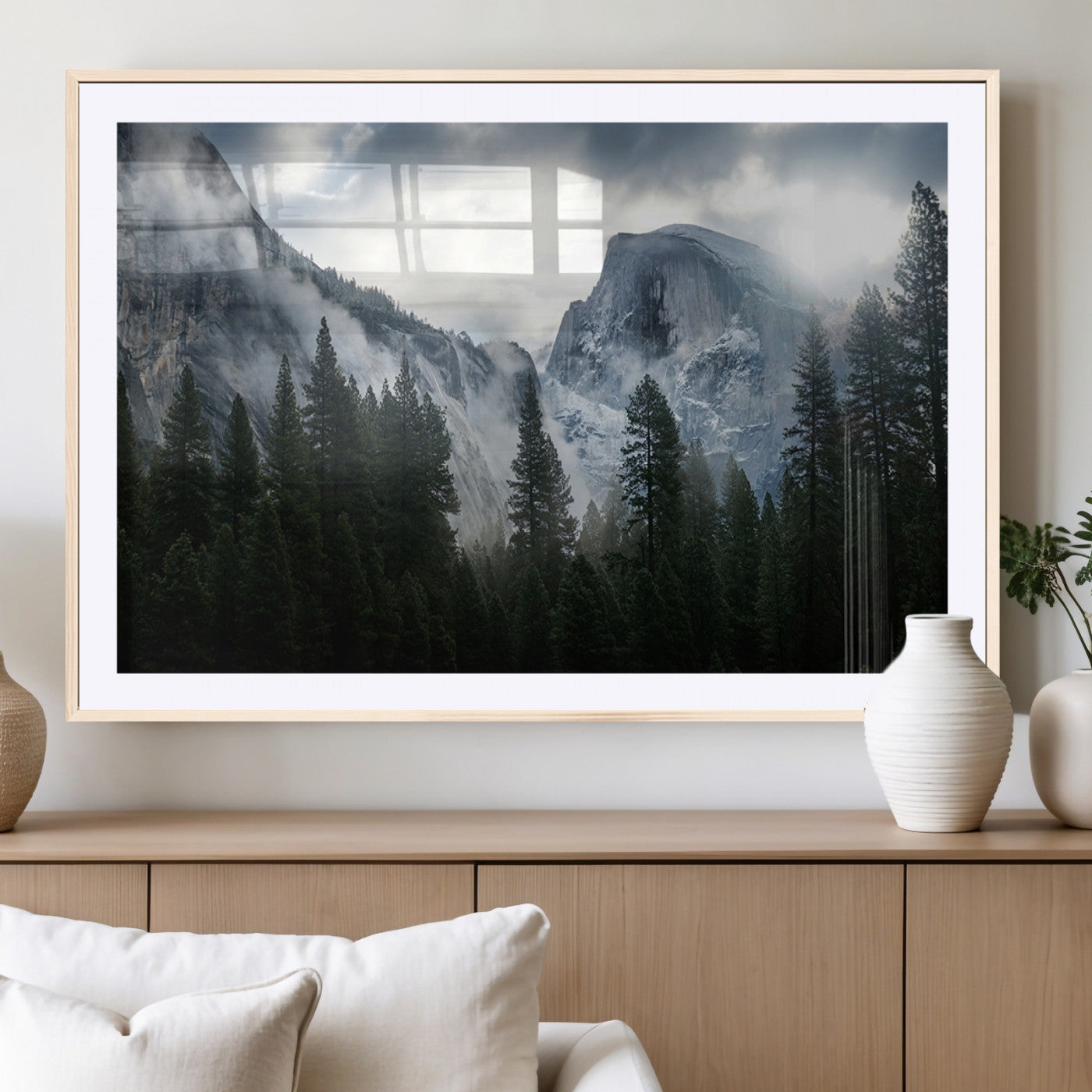 MGC-FP-36x24 - Yosemite National Park El Capitan Foggy Mountain Wall Art | Large Canvas Print for Living Room,