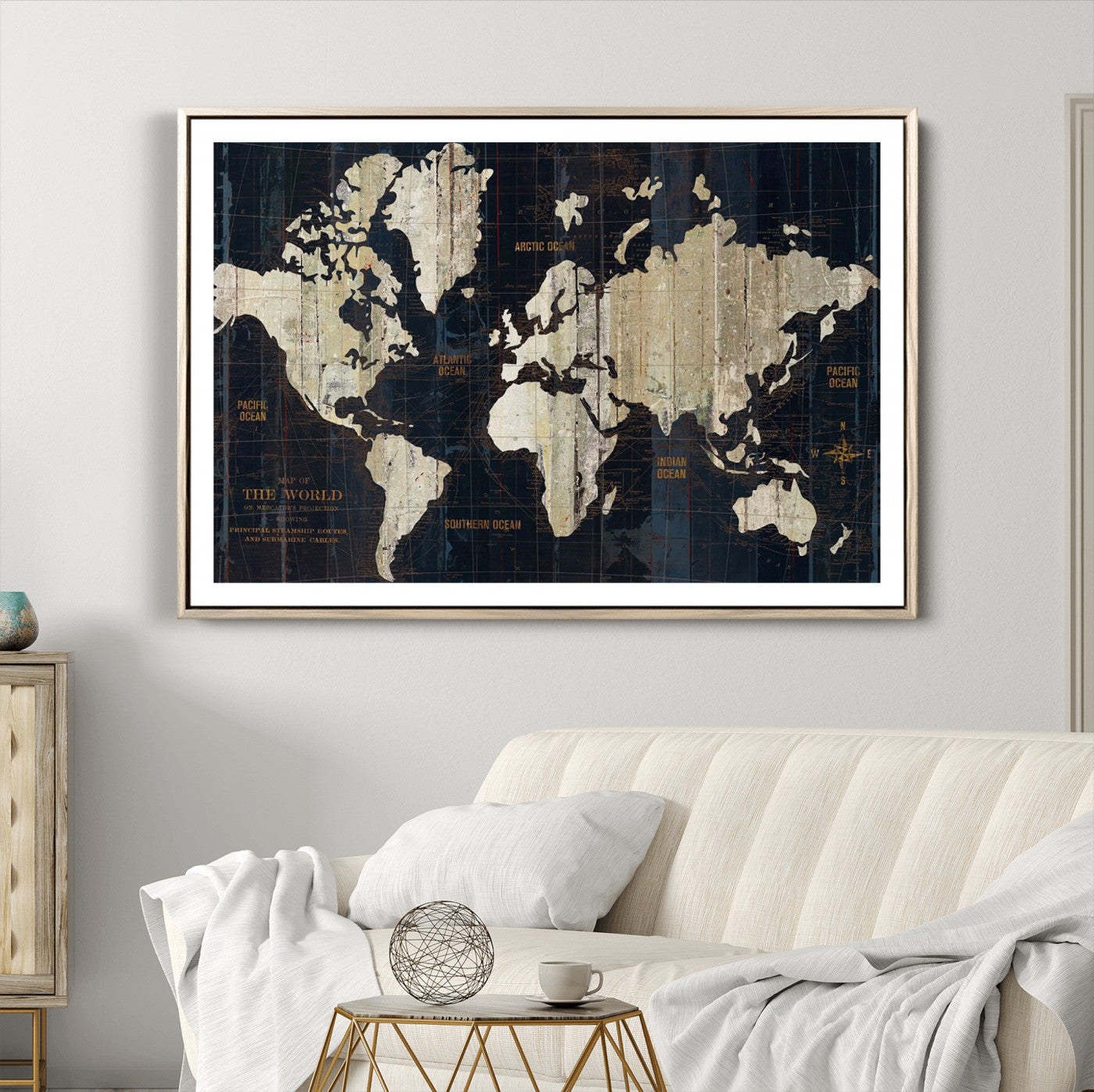 14651-MGV-CV-36X24-Push Pin World Map Canvas Print – Framed Wall Art for Couples to Track Their Travels – Anniversary Gift or Home Adventure Decor