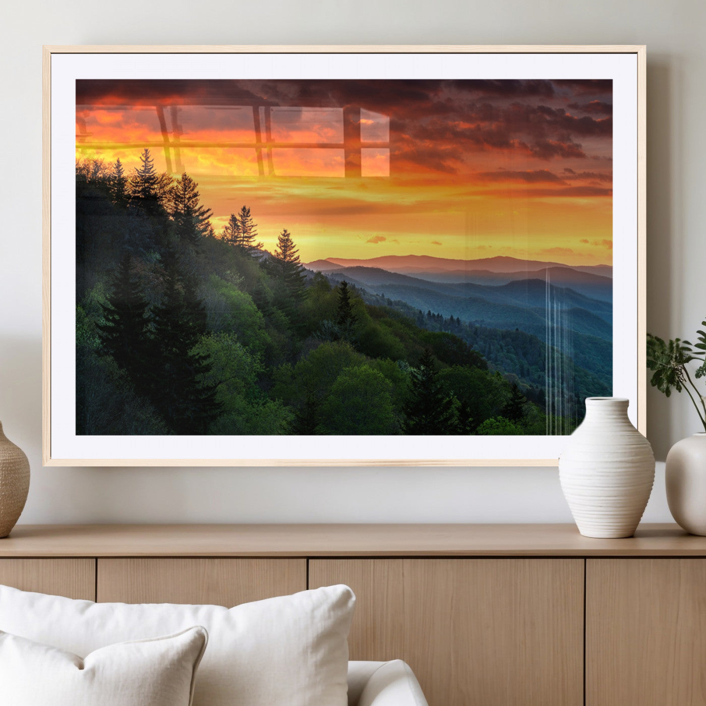 MGC-FP-36x24 - Forest Landscape Wall Art Sunset Canvas, Forest Sunset Canvas Print