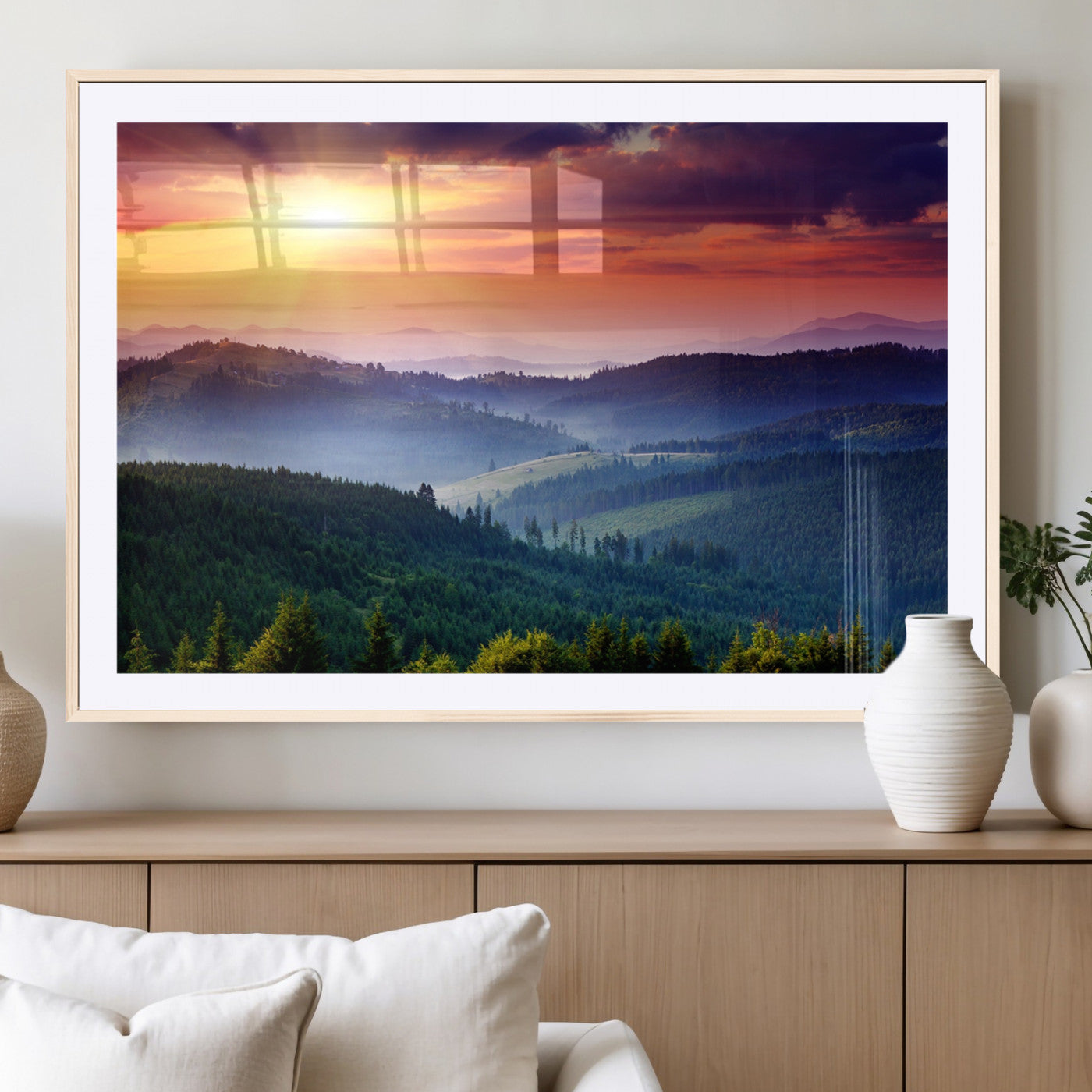 MGC-FP-36x24 - Mountain and Sunset Wall Art Canvas Print