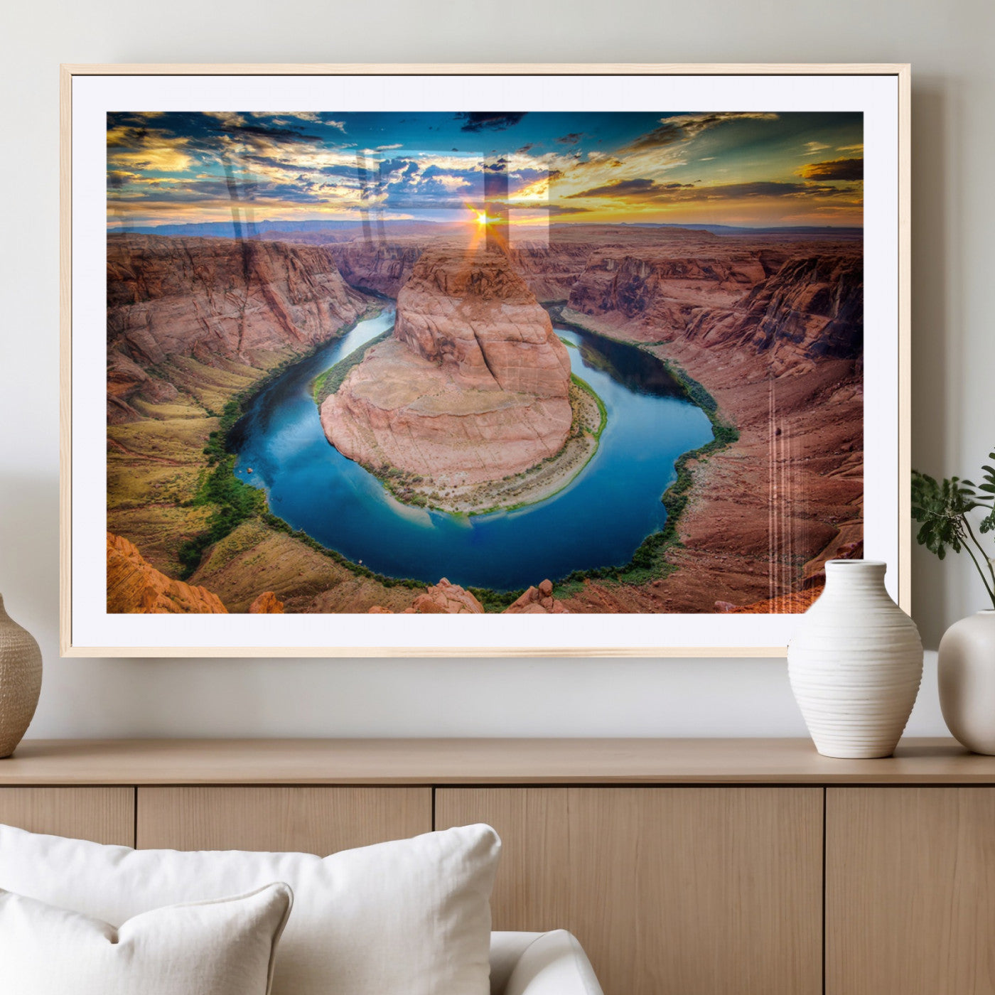 MGC-FP-36x24 - Sunset on the Horseshoe Bend Grand Canyon, Horseshoe Bend Grand Canyon Canvas Wall Art Print