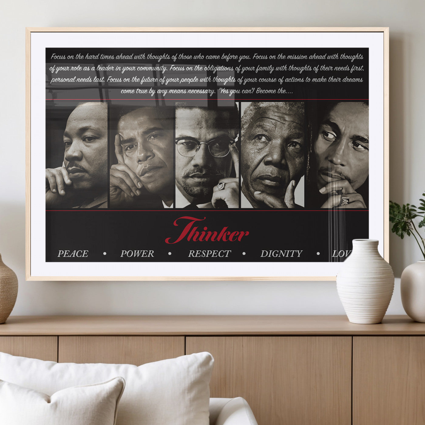 MGC-FP-36x24 - Thinkers of Wall Art Canvas Print - Inspirational Wall Art Featuring Icons of Peace, Power, and