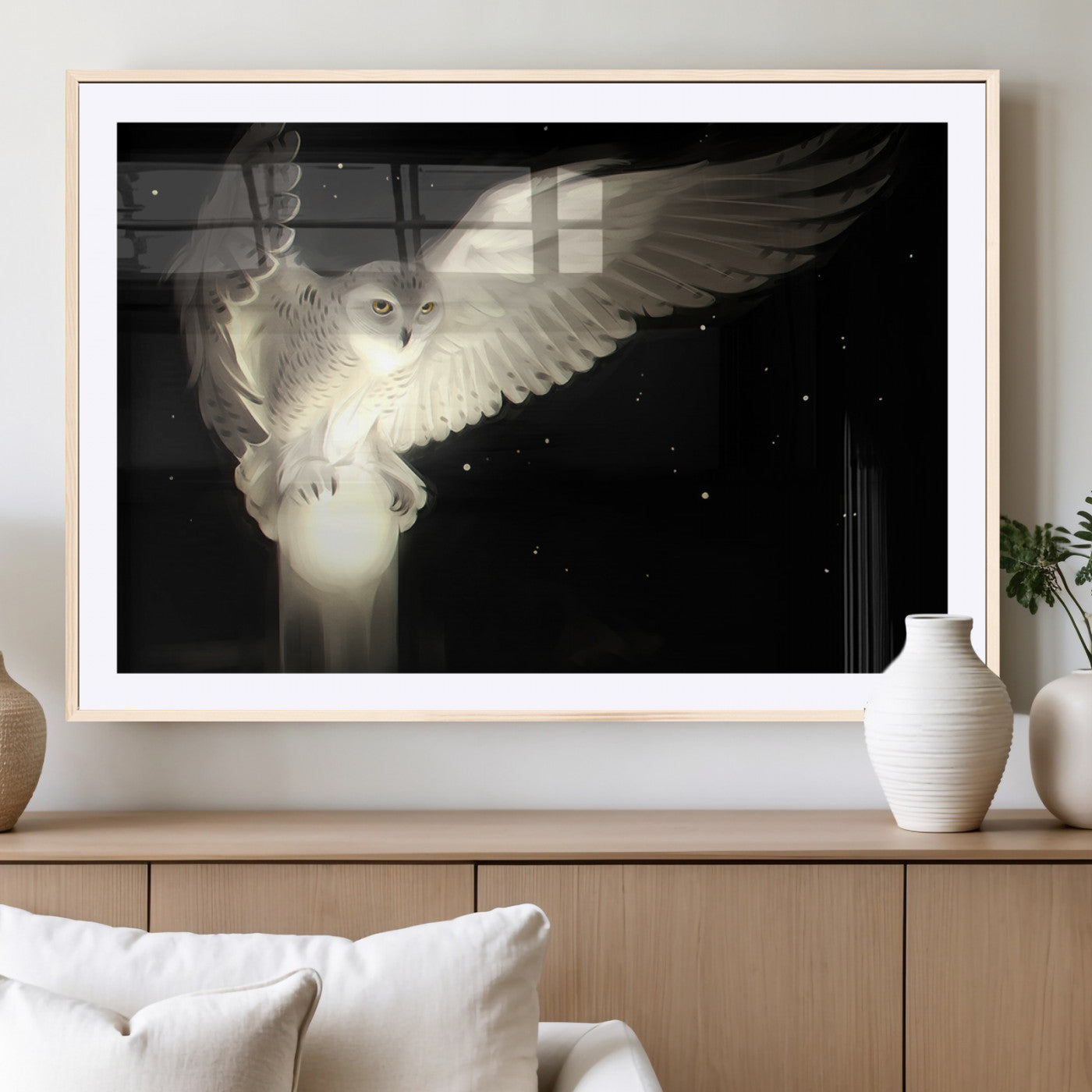 MGC-FP-36x24 - Night Owl Art -  Illuminating the Darkness – Unique Animal-Inspired Wall Art for Modern Decor |