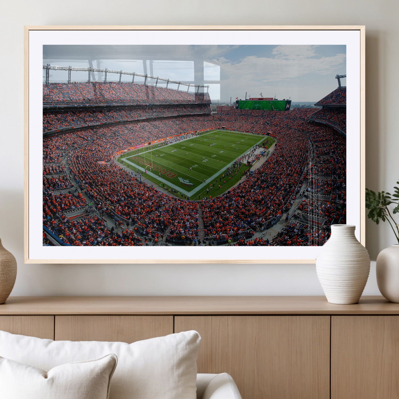 MGC-FP-36x24 - Denver Broncos Football Team Print - Empower Field Mile High Stadium Wall Art Canvas Print