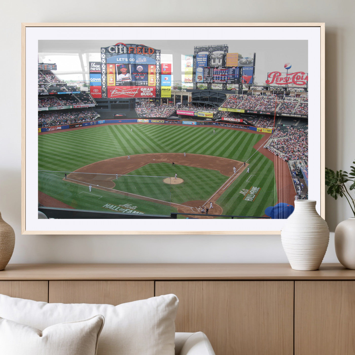 MGC-FP-36x24 - New York Mets Baseball Team Print - Citi Field Baseball Stadium Wall Art Canvas Print