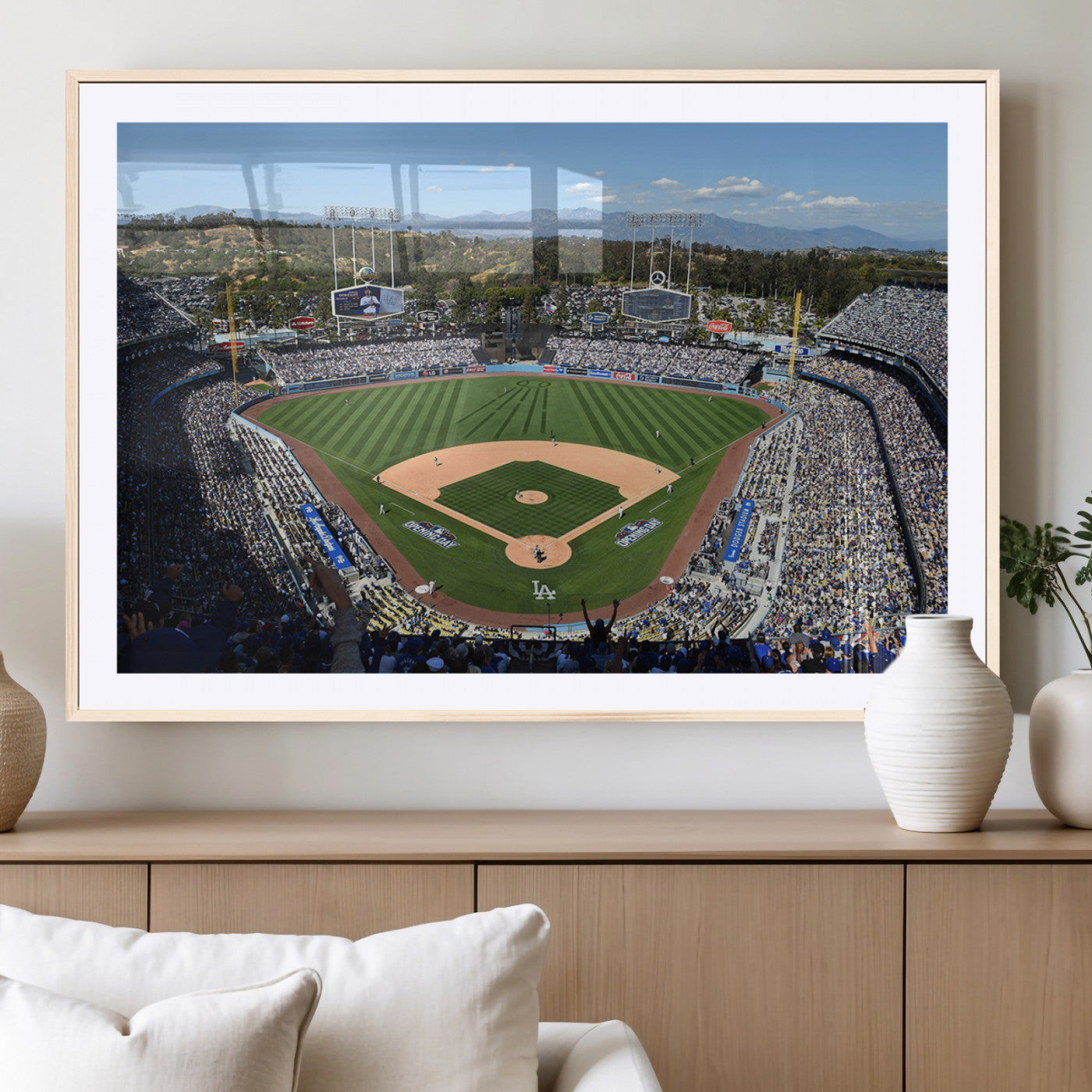 MGC-FP-36x24 - Los Angeles Dodgers Dodger Stadium Wall Art Canvas Print - MLB Baseball Stadium Wall Art Canvas