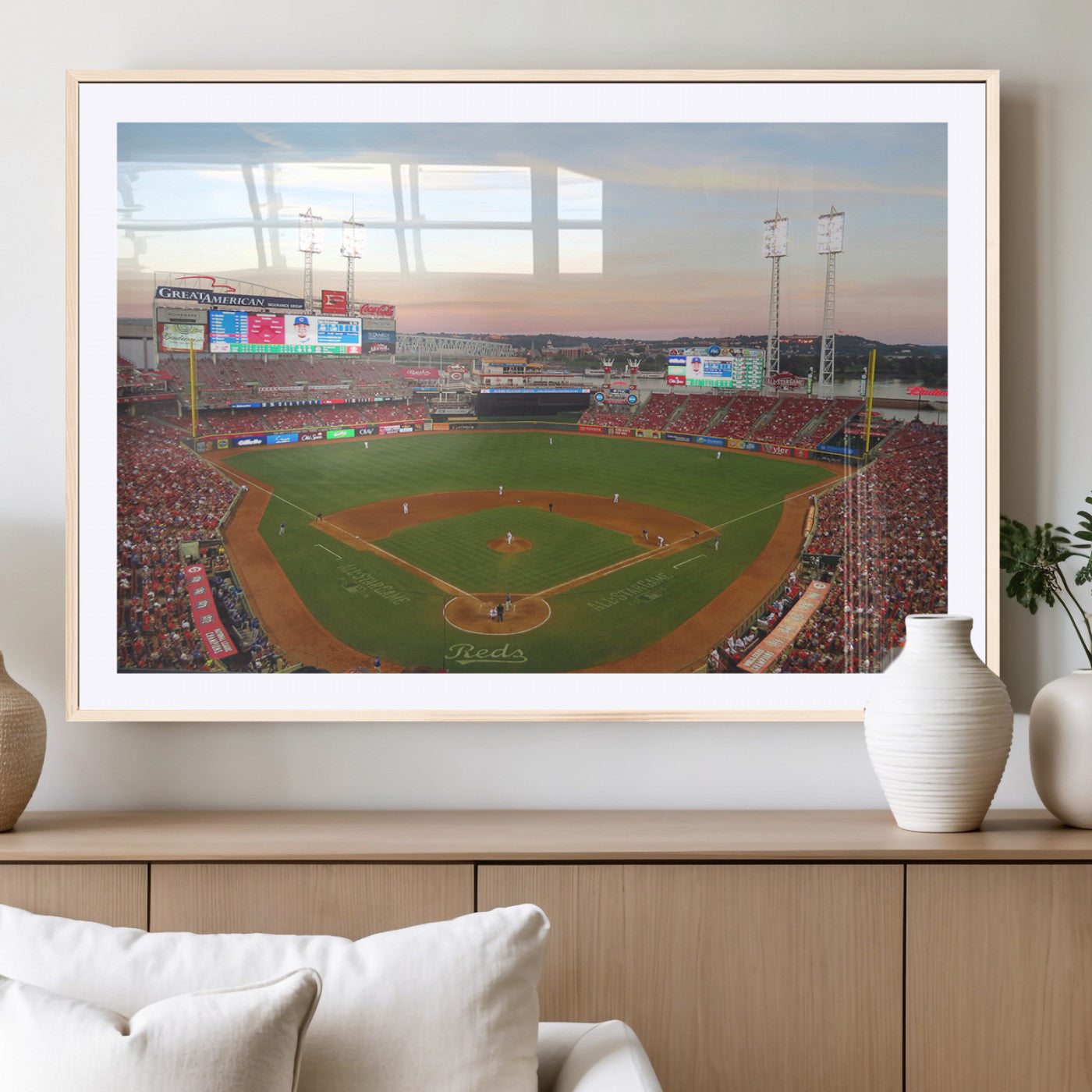 MGC-FP-36x24 - Cincinnati Reds Baseball Print Canvas- Cincinnati Great American Ball Park Stadium Wall Art Canvas