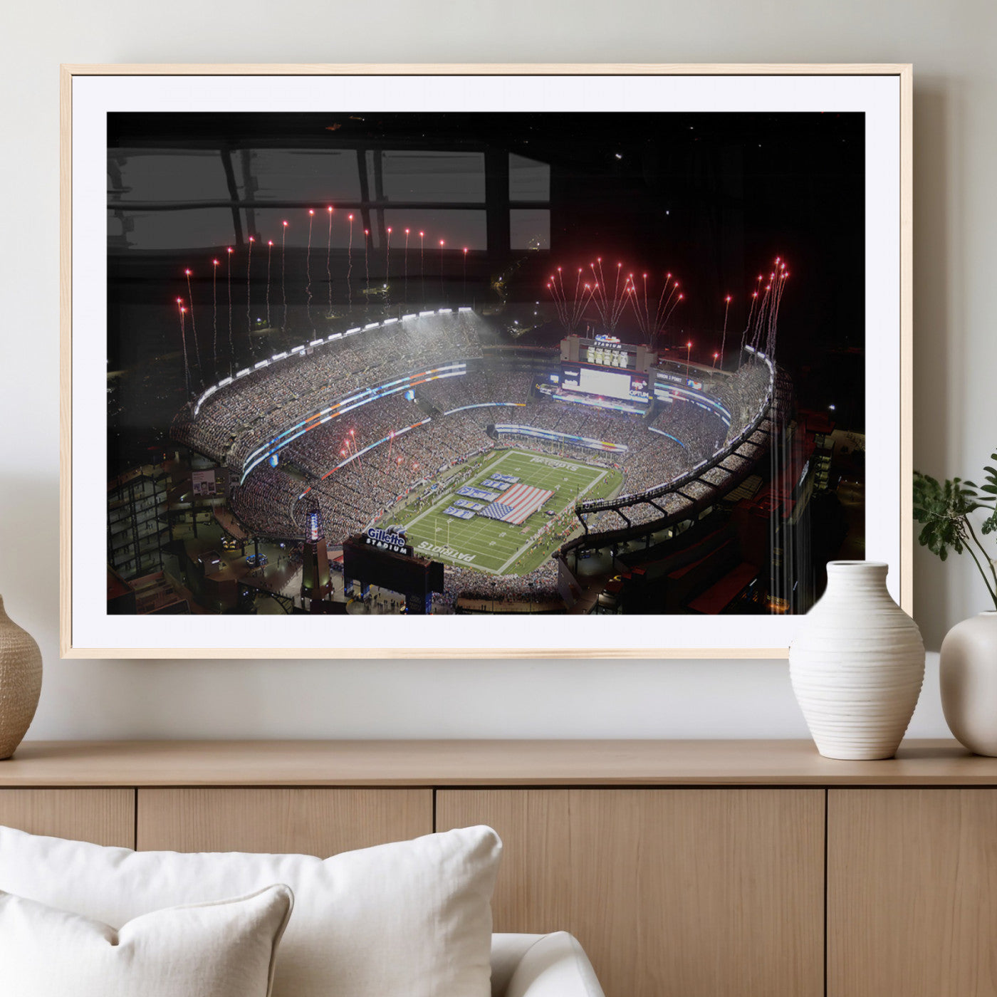 MGC-FP-36x24 - New England Patriots Team Print Wall Art- Foxborough Gillette Stadium Wall Art Canvas Print