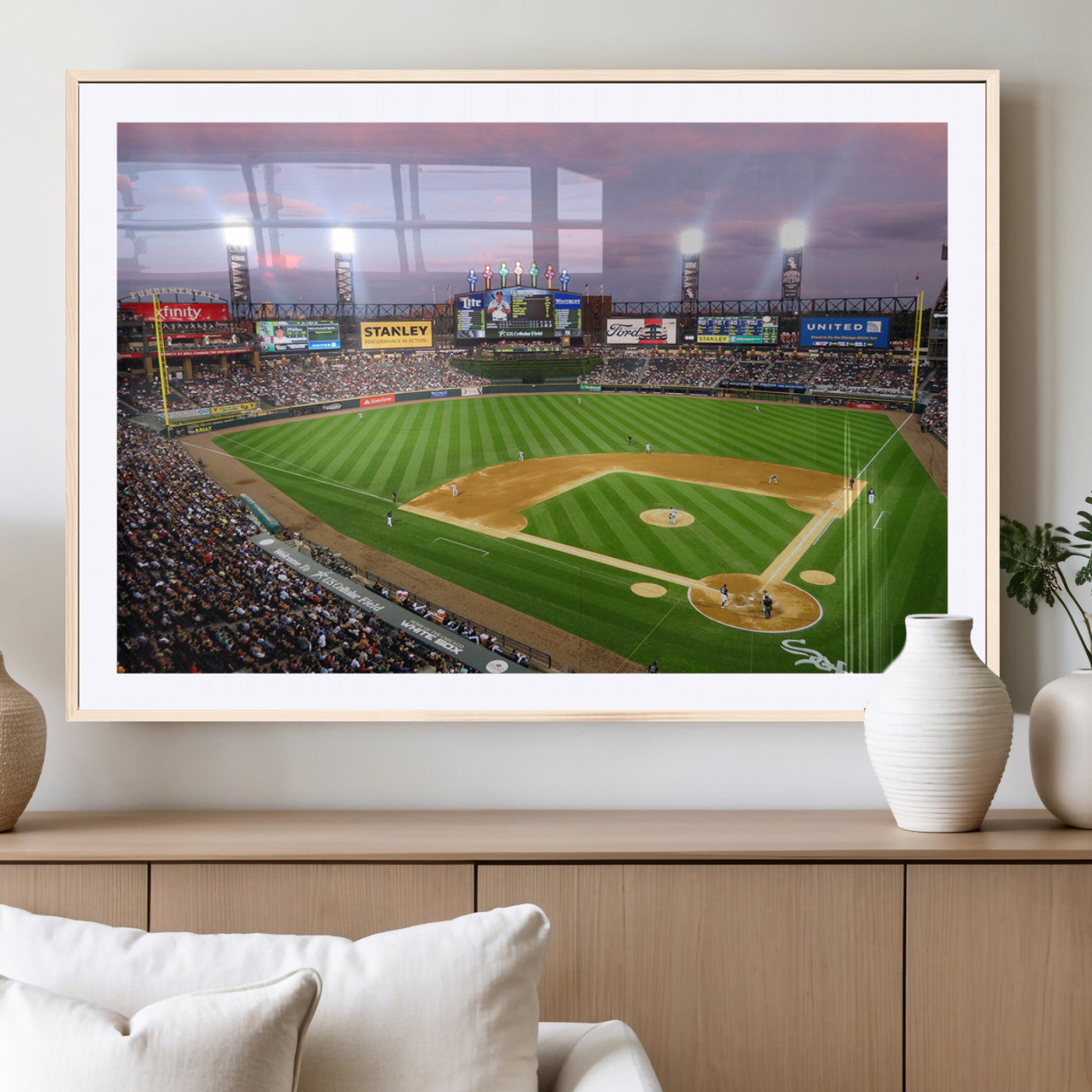 MGC-FP-36x24 - Chicago White Sox Baseball Team Print Canvas- Guaranteed Rate Field Stadium Wall Art Canvas Print